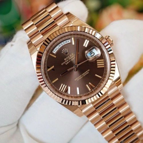 Rolex Day Date Rosegold President Strap Brown Dial Automatic Watch