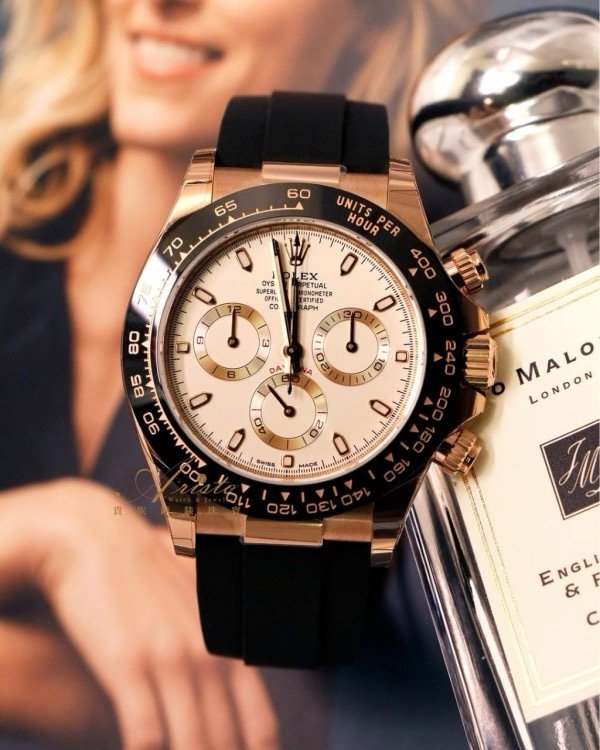 Rolex Daytona Cosmographer Rosegold Oysterflex White Dial Automatic Watch