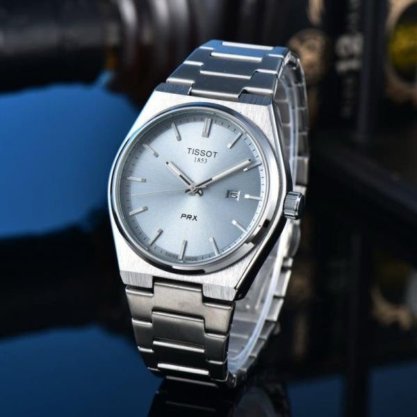 Tissot Prx Silver Plain SkyBlue Dial Japanese Quartz Machine