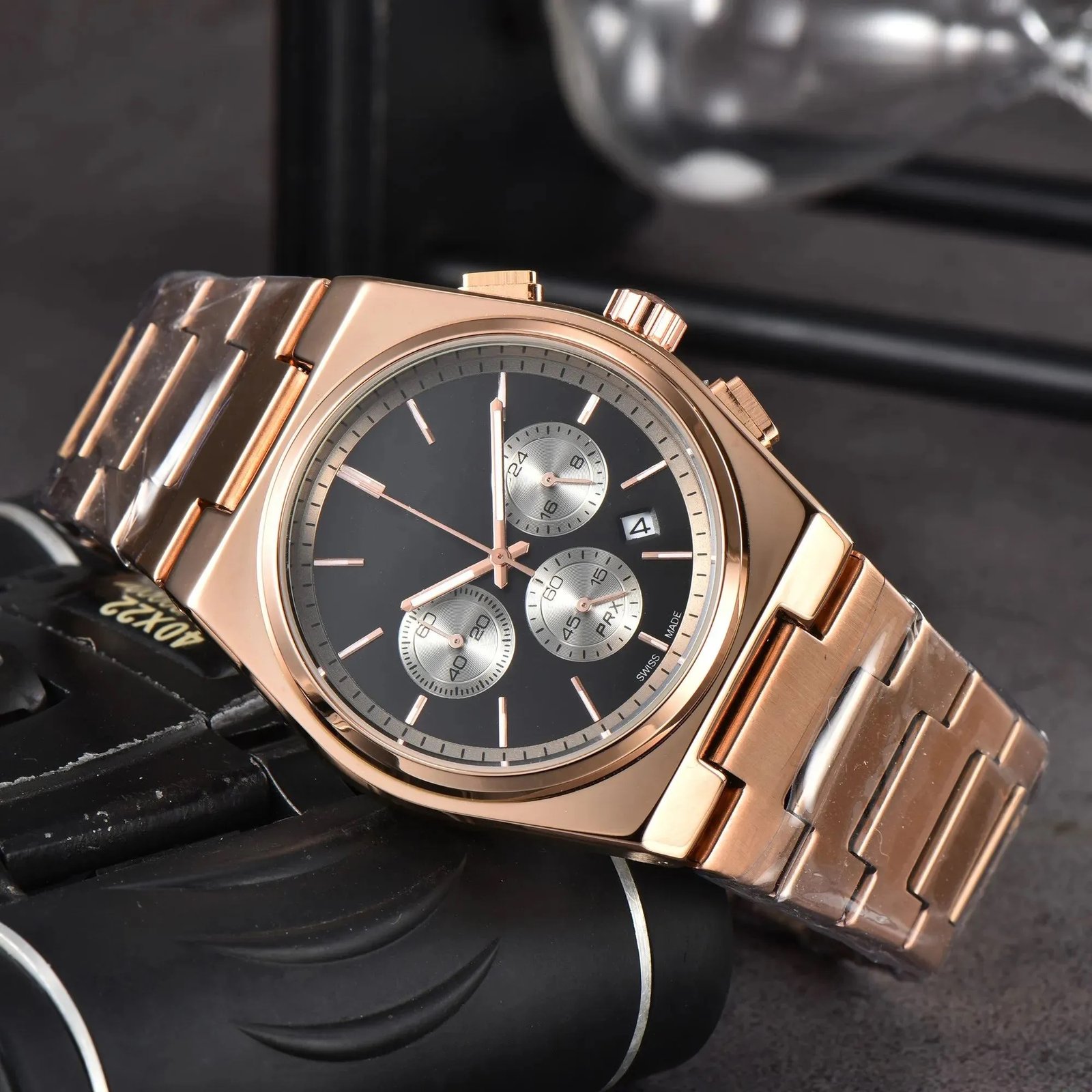 Tissot Prx Chronographer Rosegold Black Dial Japanese Quartz Machine