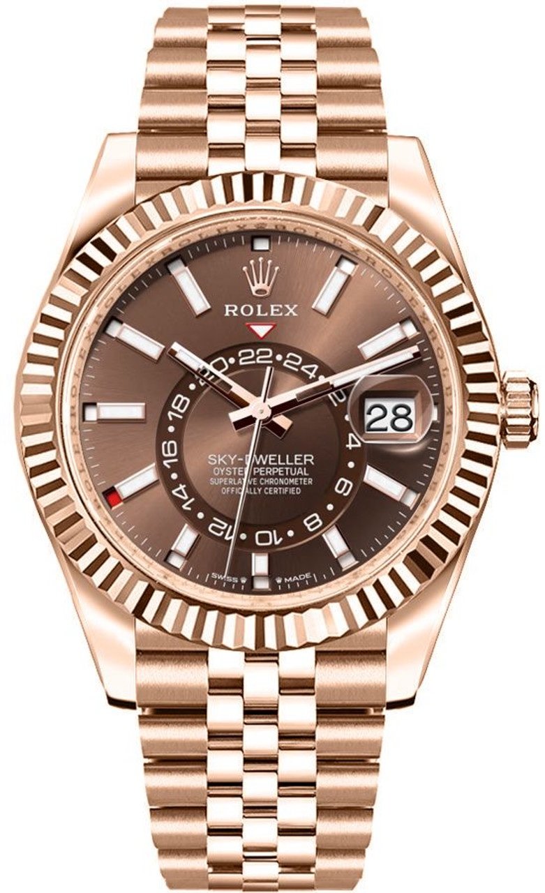 Rolex Sky Dweller Rosegold Brown Dial Jubilee Strap Automatic Premium Watch