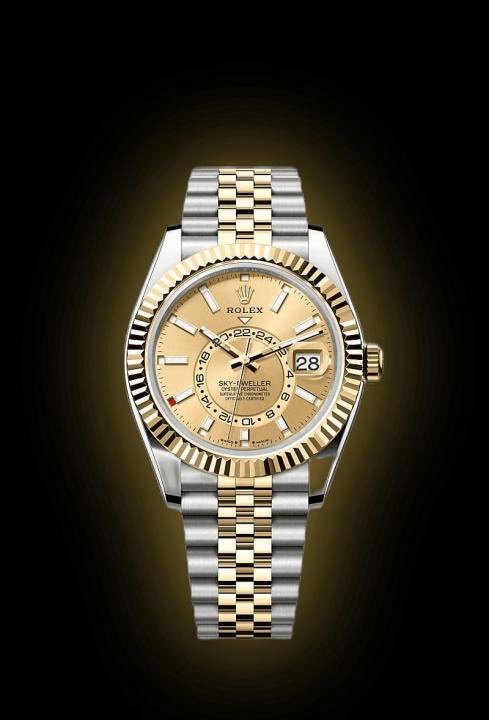Rolex Sky Dweller Gold Silver Gold Dial Jubilee Strap Automatic Premium Watch
