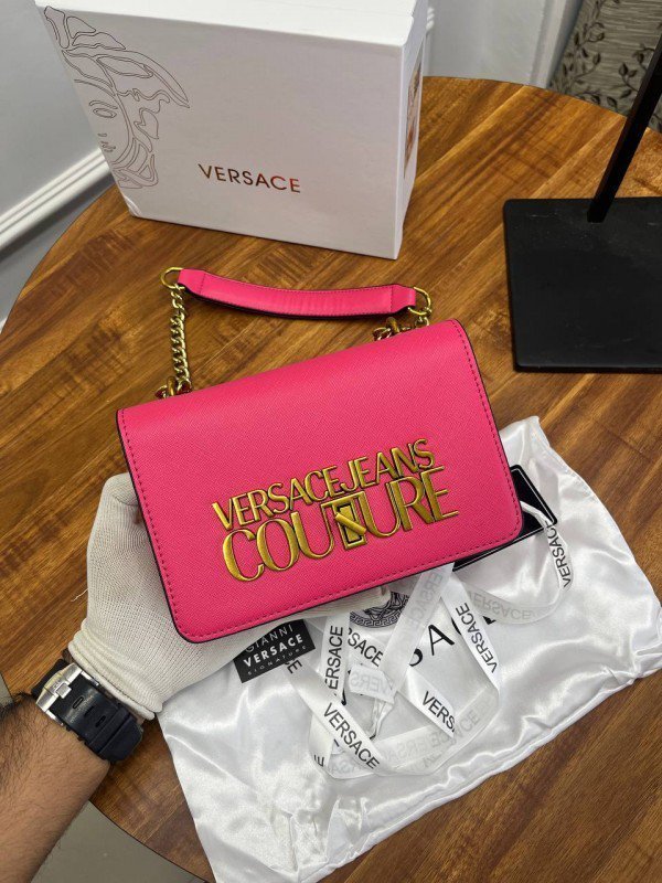 Versace Couture Saffiano Lock Crossbody Bag With Double Box & Dust Bag & Bill