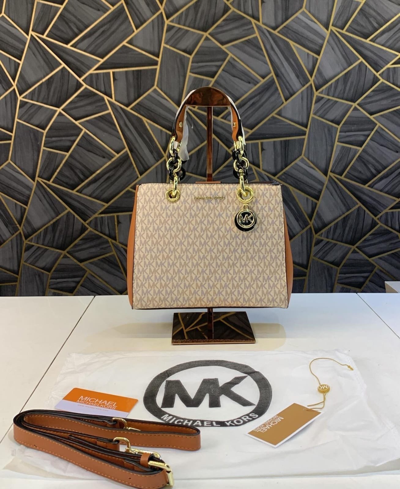 Michael-Kors-Jet Set monogram-print shoulder bag