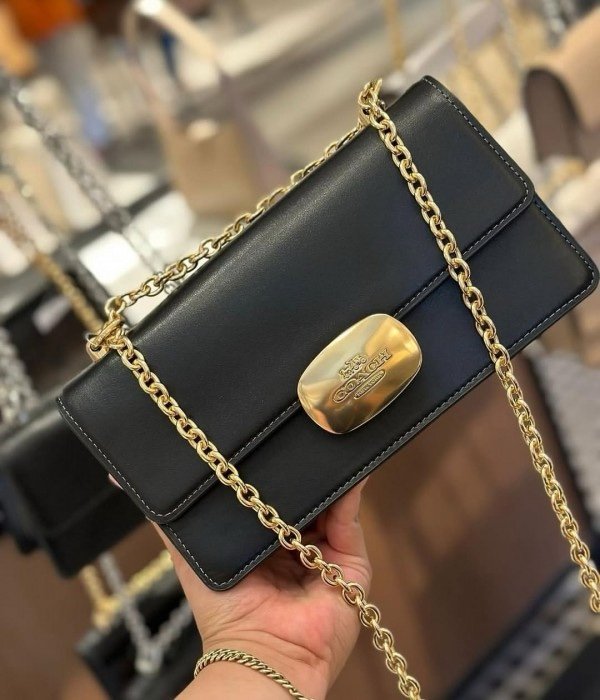 Coach Eliza Premium Crossbody Sling Bag With OG Magnetic Gift Box & Dust Bag (Black - 917)