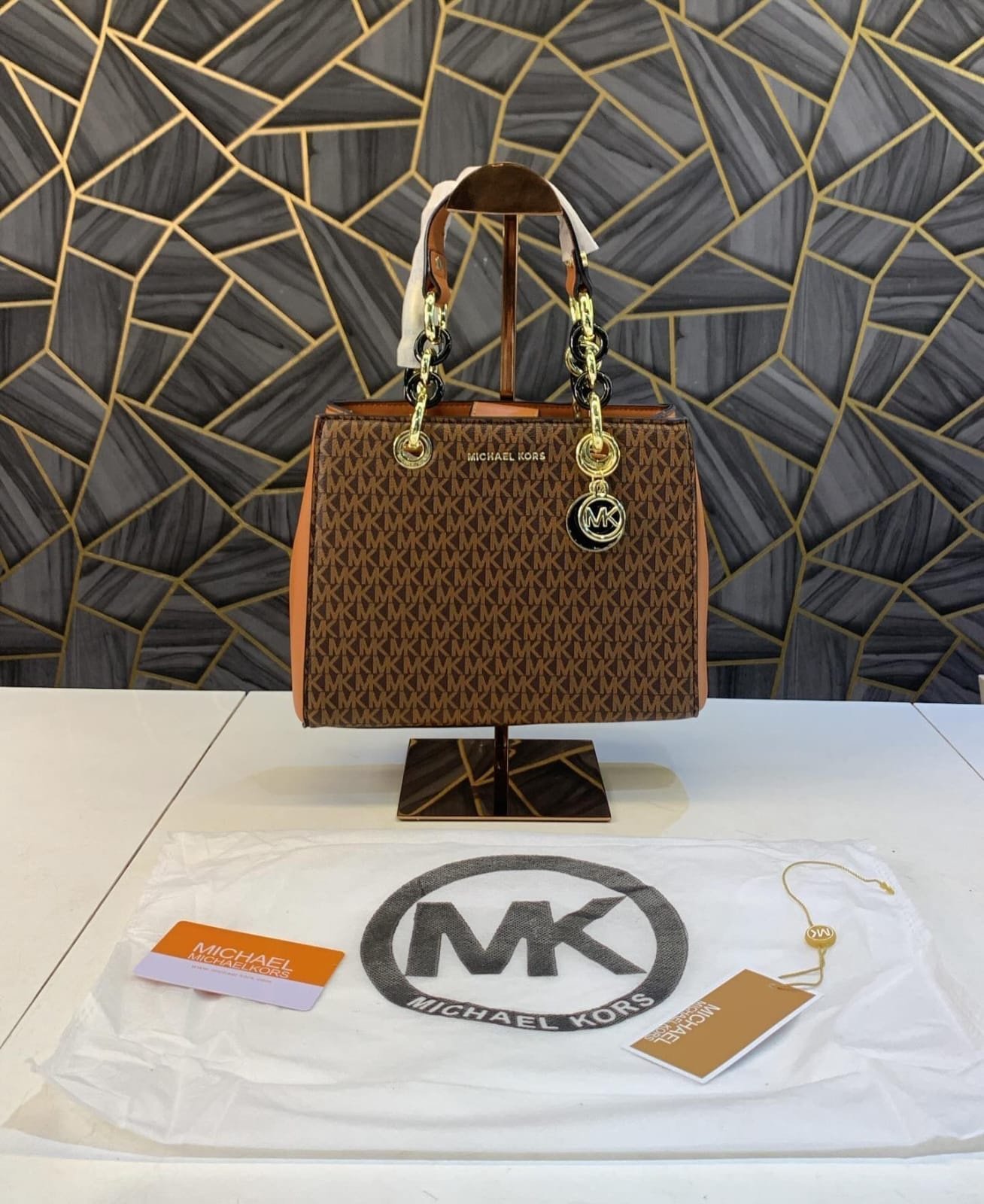 Michael-Kors-Jet Set monogram-print shoulder bag