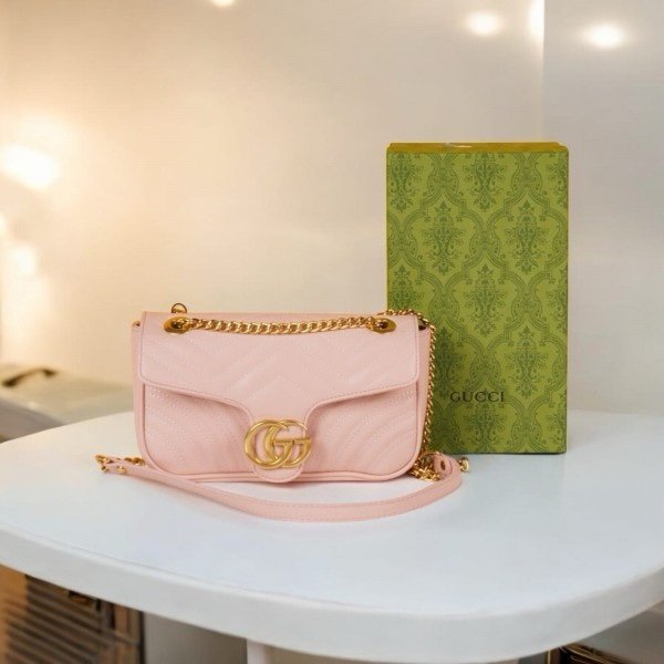 Gucci GG Marmont Matelasse Shoulder Bag With OG Box & Dust Bag (Pink-728)(BSB)