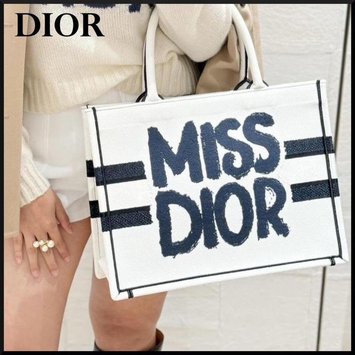 Miss Dior Book Tote With OG Box & Dust Bag & Scarf (White-1028)(BSB)
