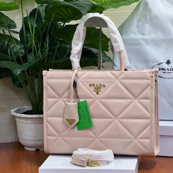 Prada Leather Symbole Tote Bag With Dust Bag (Pink-404)(BSB)