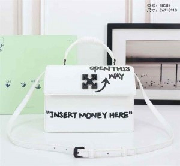 Off-White Leather Insert Money Here Jitney 1.4 Shoulder Bag (Insert Money Here 88537 White)(LB)
