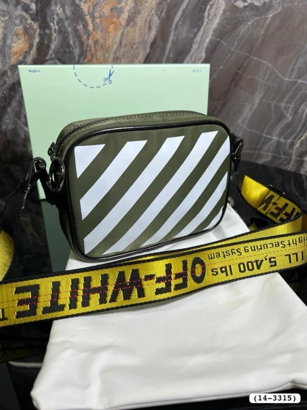 Off White Binder Nylon Small Crossbody With OG Box & Dust Bag & 07 Army Green Yellow(LB)