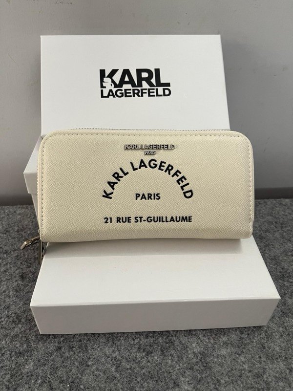 Karl Lagerfeld Dual Zip 76 Wallet With Original Box Dust Cover & Brand Paper KS016 White(LB)