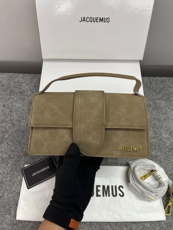 Jacquemus Suede LE Bambino Long Apricot With Sling Strap OG Box & Dust Bag (6828-Apricot)(LB)