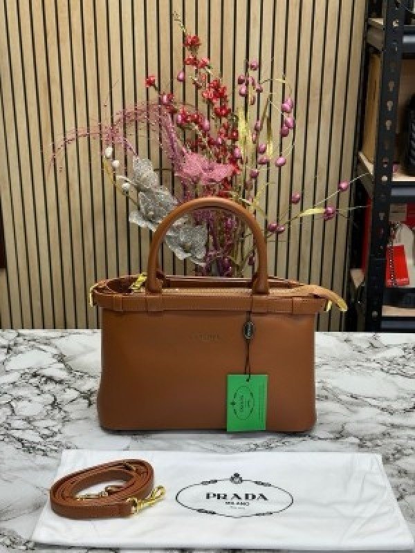 Prada Buckle Handbag With Sling And Dust Bag (Brown)(MT)