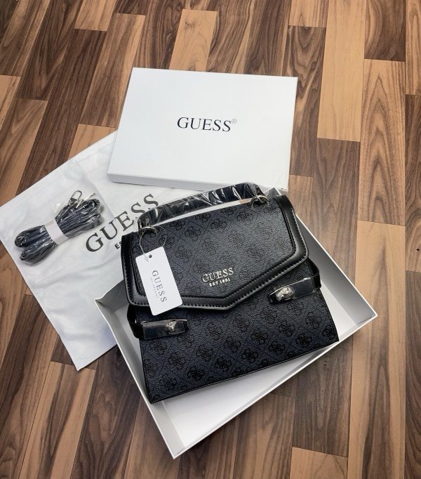 GUESS Zadie Logo Top Handle Flap Bag Powder Logo With Og box 302(BR)