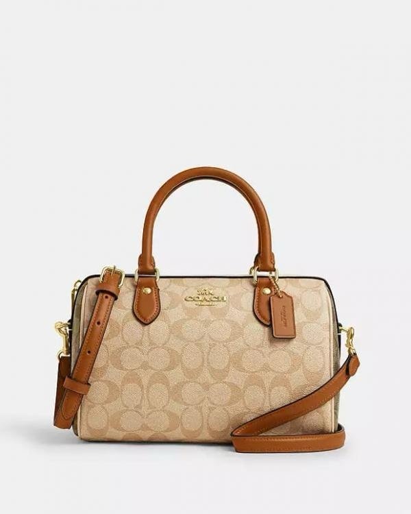 COACH rowan satchel signature canvas saddle f83607 crossbody bag with dust cover(BH)