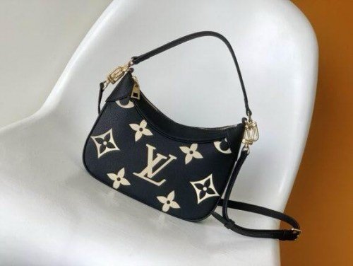 Louis Vuitton Bagatelle Black cream Monogram Empreinte With Og Box