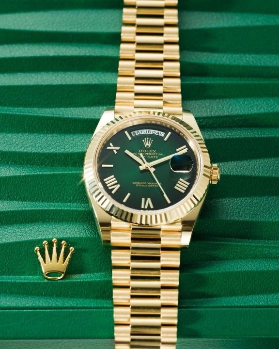 Rolex Day-Date Gold President Strap Green Dial Roman Number Automatic Watch