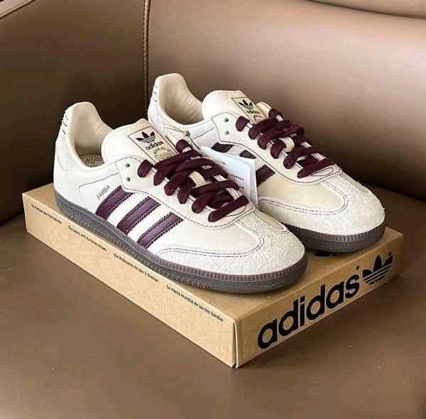 Adidass Samba Wonder White Maroon Men Leather Quality