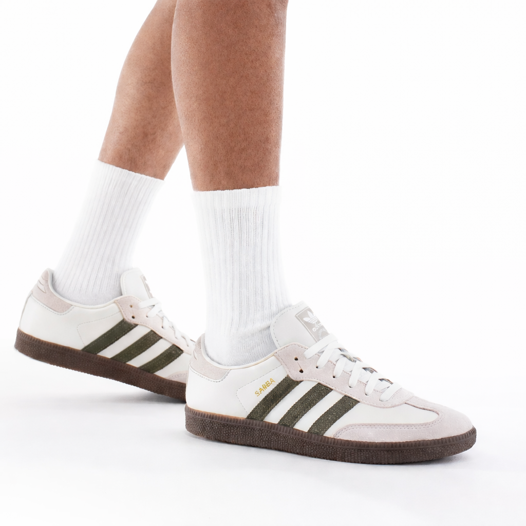 Adida.s Samba White Khaki Olive Green Leather Fix
