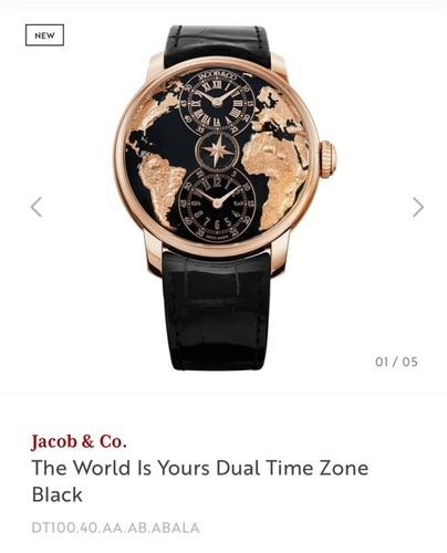 Jacob Co Dual Time Black Rose Gold(Without Box)