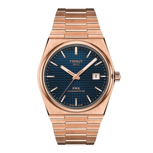 Tissot Prx Rose Gold Blue Dial Sapphire Glass