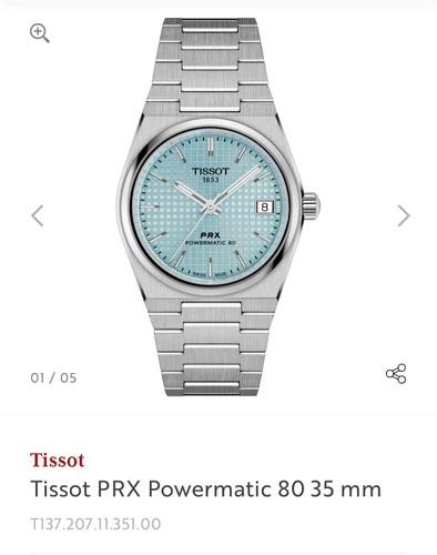 Tissot Prx Powermatic 80 Ice Blue 35mm Authentic Quality With OG Box