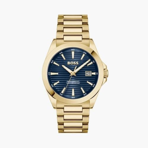 Hugo Boss Strike Analog Gold Blue Authentic Store Quality