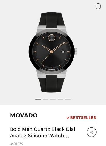 Movado Bold Fusion Black Silver Silicon Authentic Store Quality