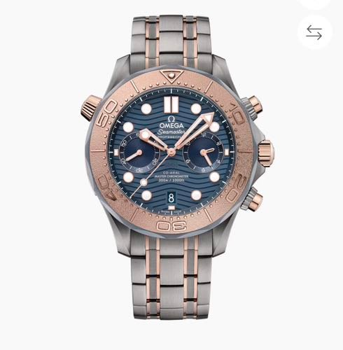 Omega Seamaster Diver 300m Chronograph Silver Rose Gold Blue Dial