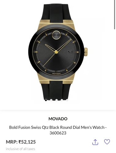 Movado Bold Fusion Black Gold Silicon Authentic Store Quality